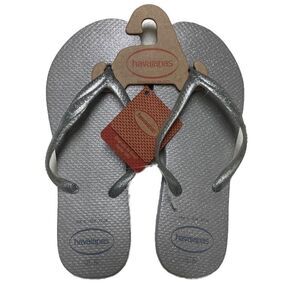 Havaianas Slim Ice Grey Glitter Flip Flop New